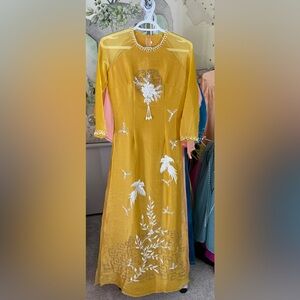 Ao dai to anh kim set/bộ, Vietnamese traditional Long dress truyen thong m 2 new